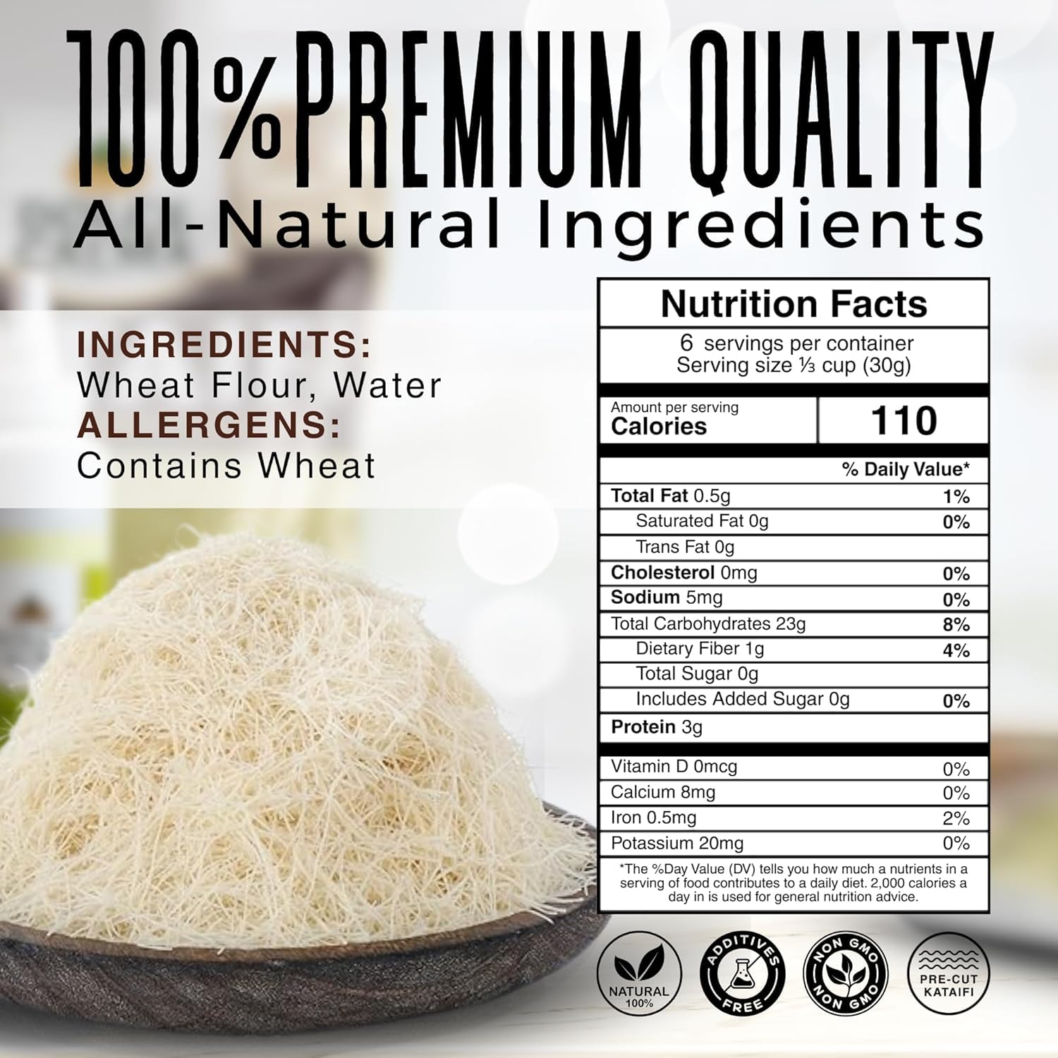 Dolce Calma kataifi strands close-up highlighting ultra-fine texture for crisp pastries.