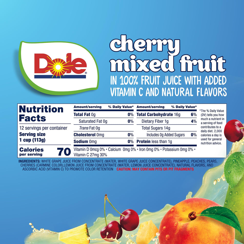 Dole packaging image emphasizes ready-to-go lunchbox snack