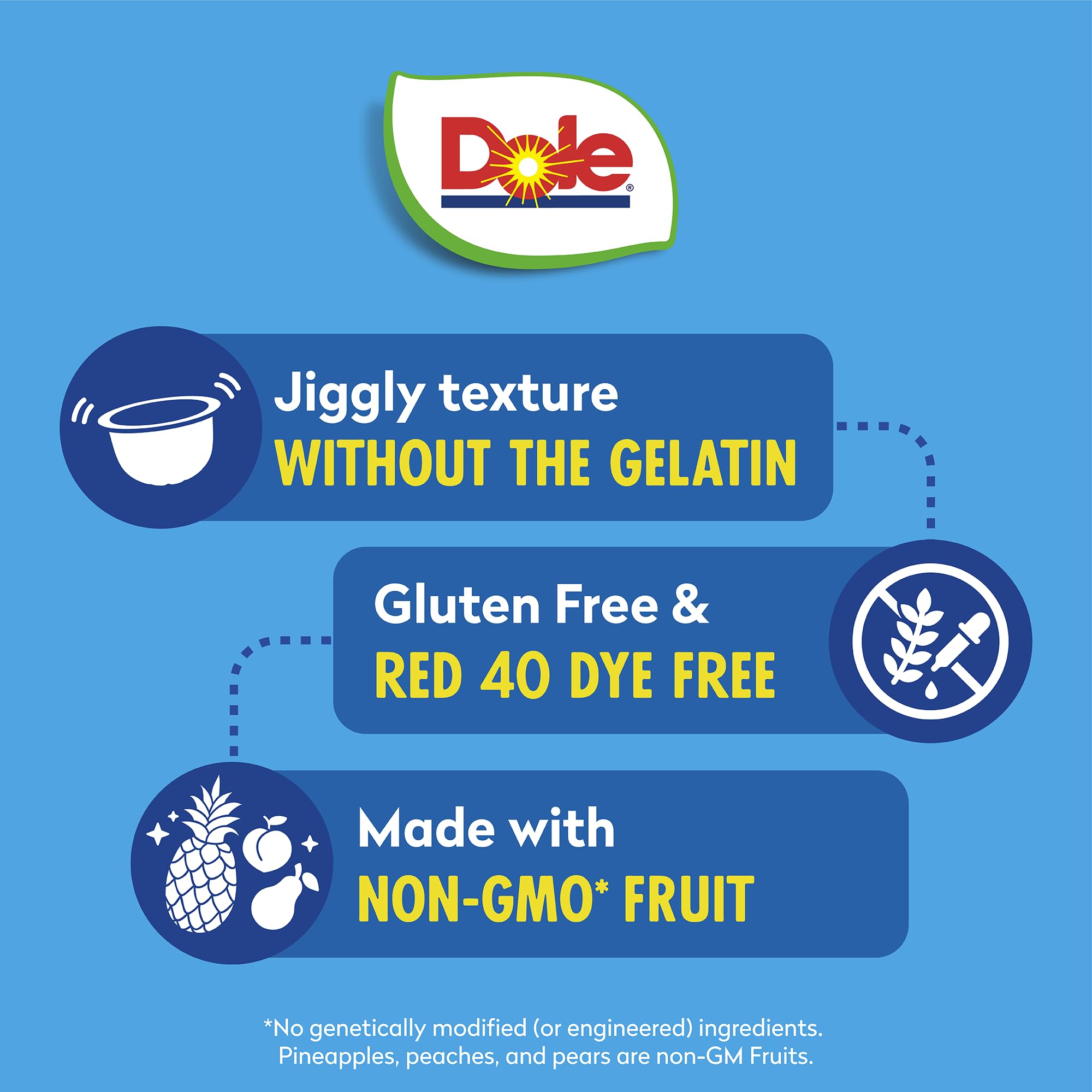 Dole Fruit Bowls breakfast-ready fruit bowls with no gelatin.