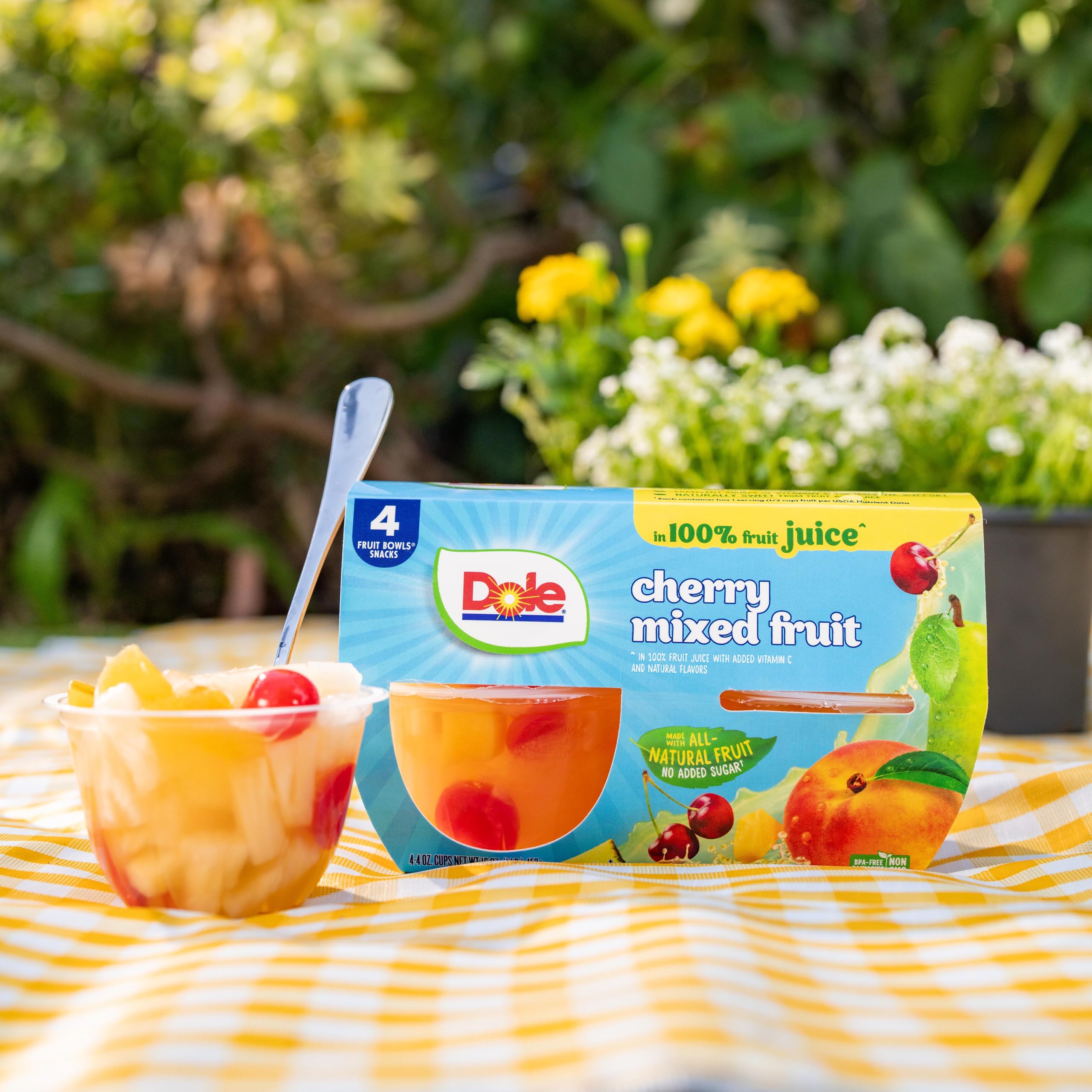 DOLE Fruit Bowls cups stacked, ideal for school or work lunches