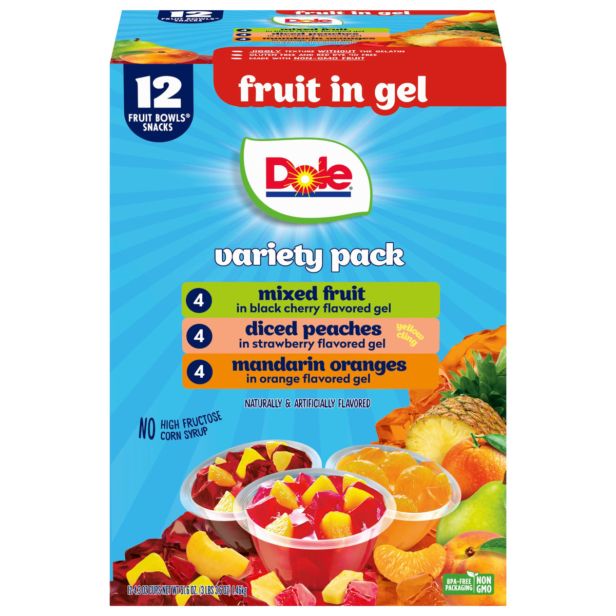 Dole diced peaches in gel snack for daily on-the-go