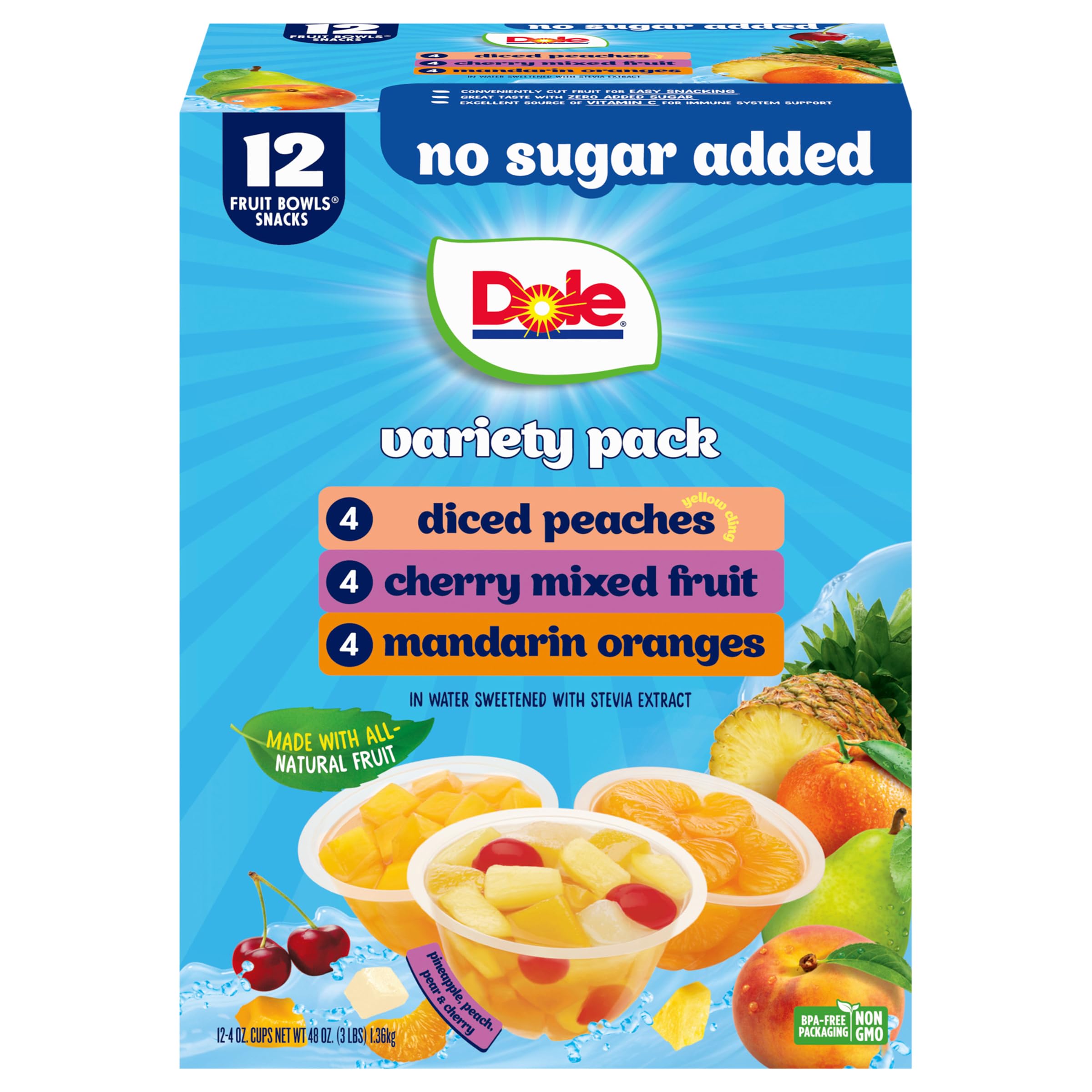 Dole Fruit Bowls diced peaches for quick, refreshing snack with no sugar added