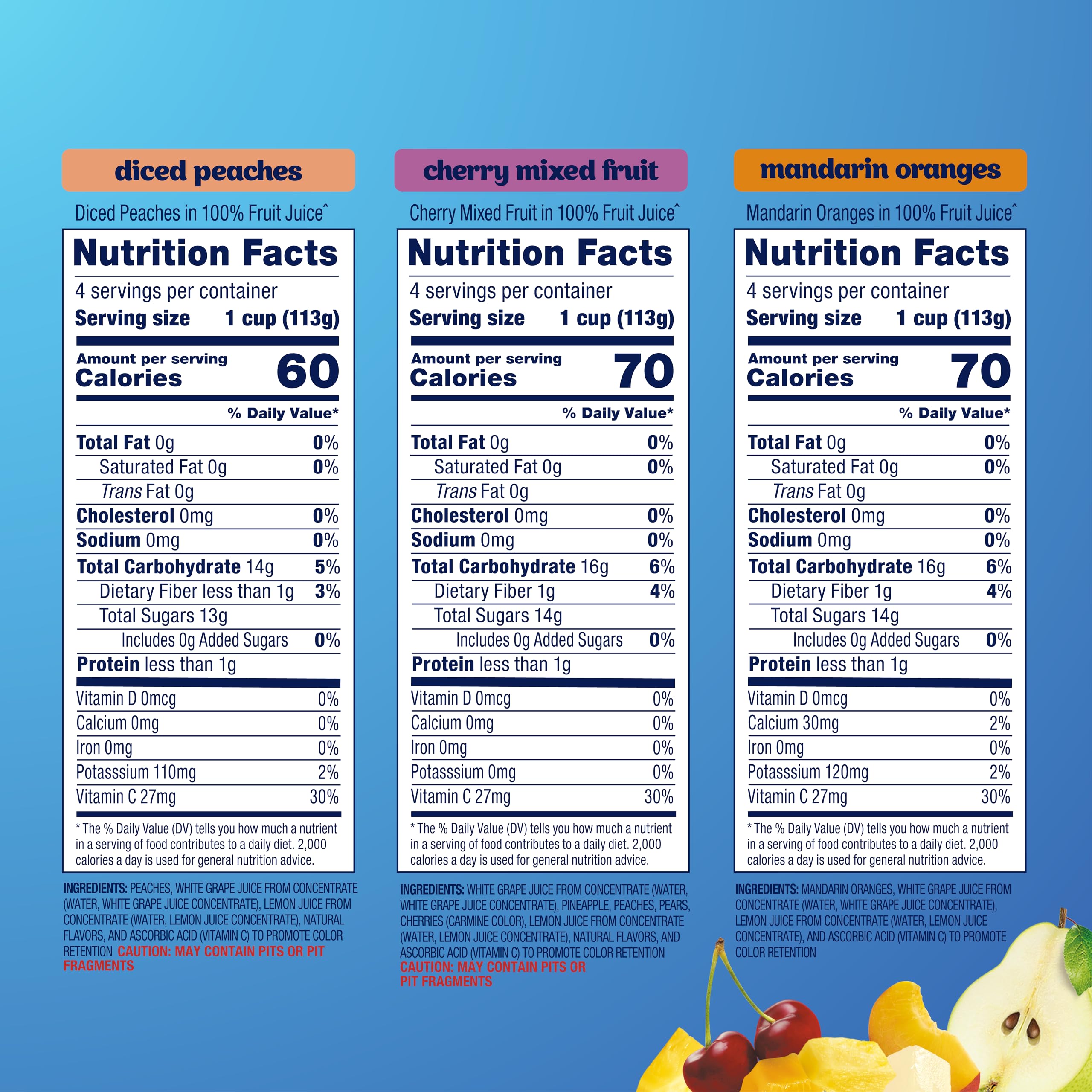 Dole Fruit Bowls mandarin oranges in juicy segments, perfect for lunch boxes.