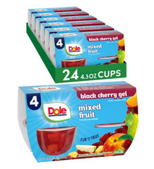 Dole Fruit Bowls Mixed Fruit in Black Cherry Gel for a refreshing snack.