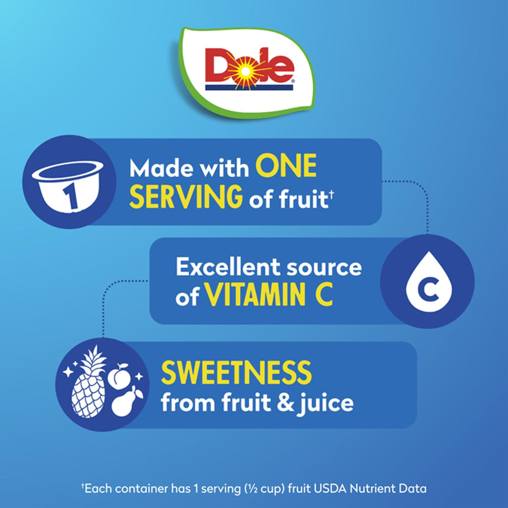 Dole Fruit Bowls natural fruit snack, gluten-free and kid-friendly.