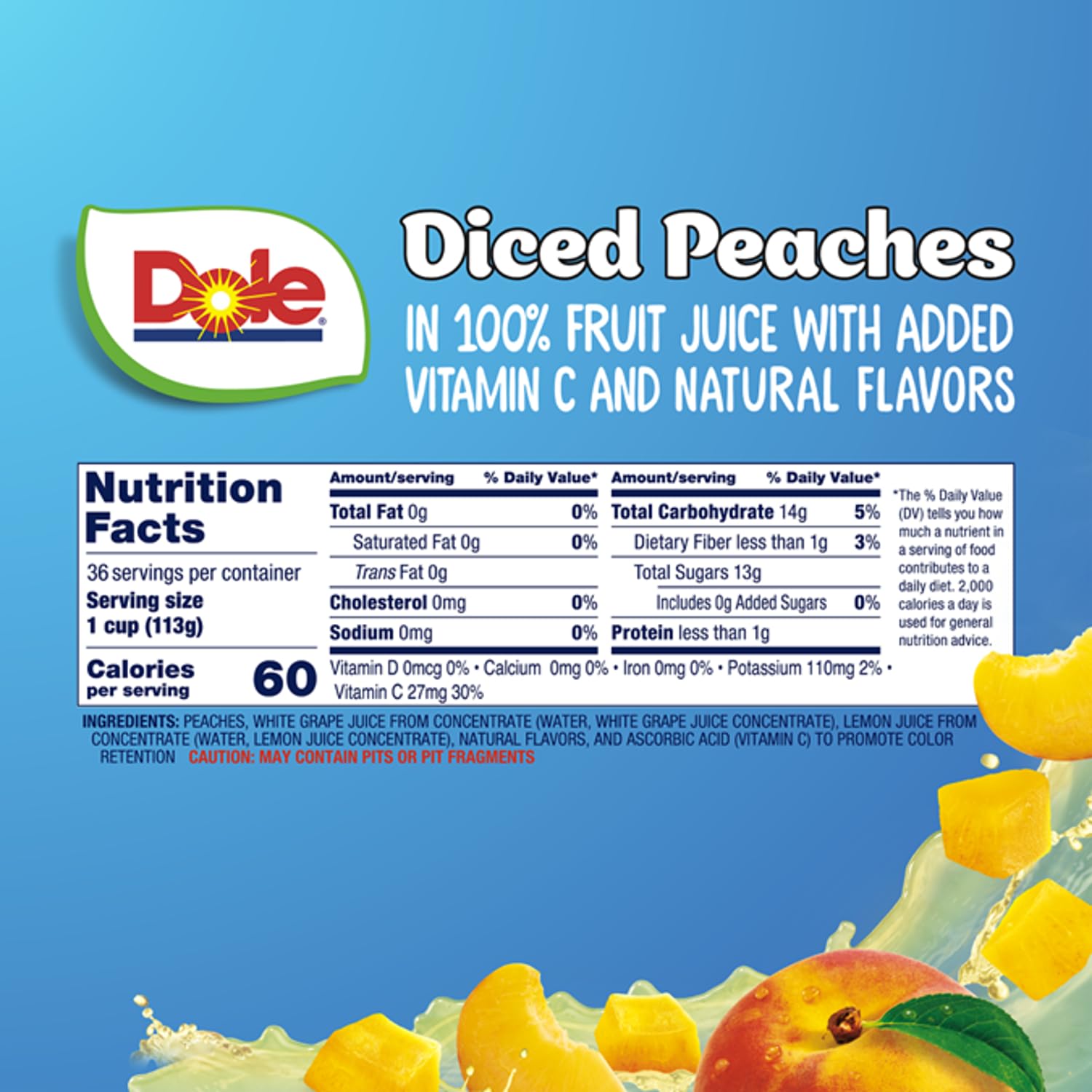 Dole Fruit Bowls peaches close-up, no prep needed for quick school lunch.