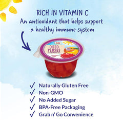 Dole peaches in gel cups deliver vitamin C from natural fruit.