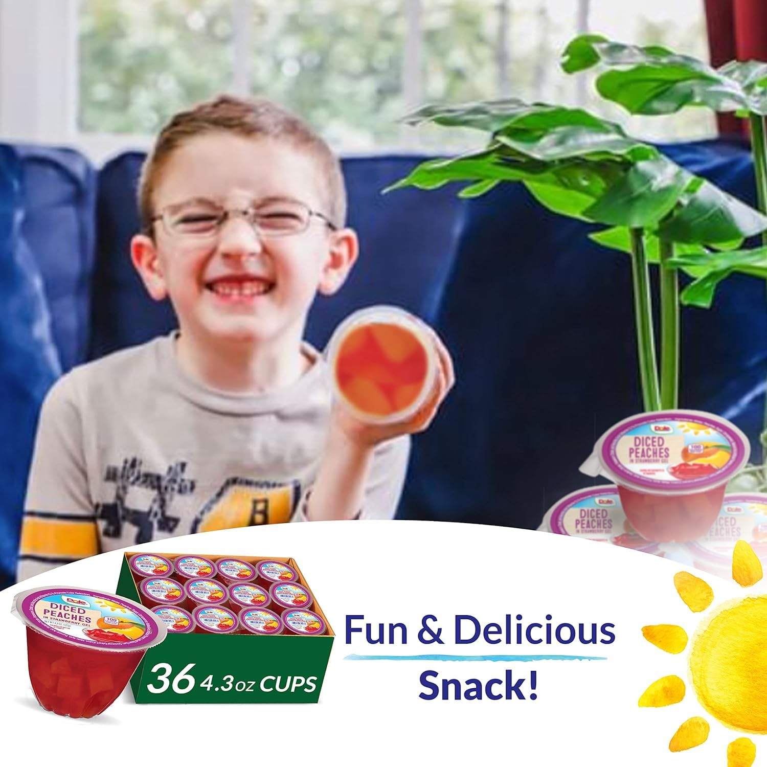 Dole fruit bowls offer shelf-stable peaches for pantry snacks.