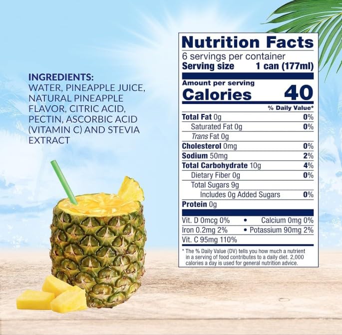 Dole Light Pineapple Juice label close-up highlighting no added sugar