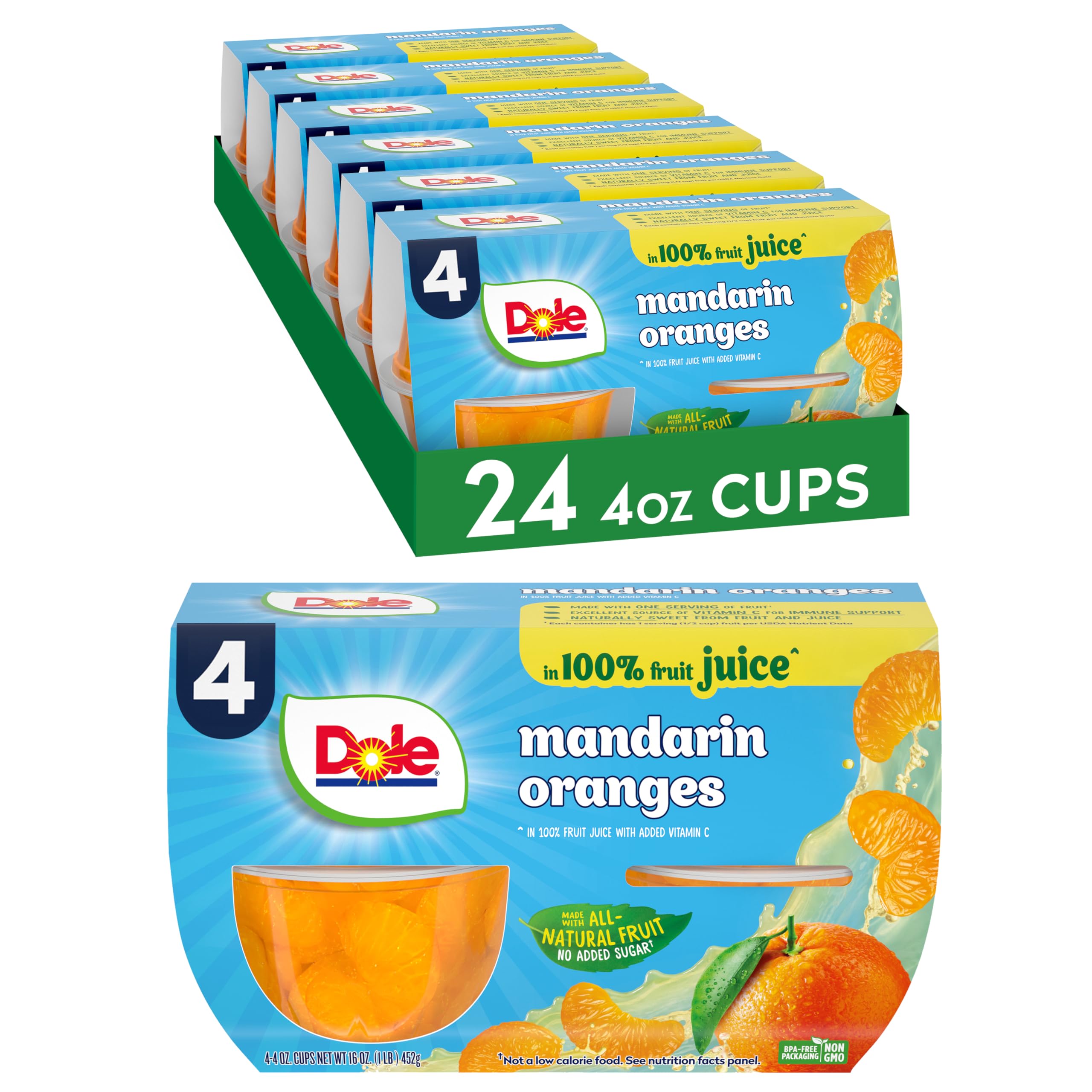 Dole Mandarin Oranges in 100% juice close-up bowl for a vitamin C boost.