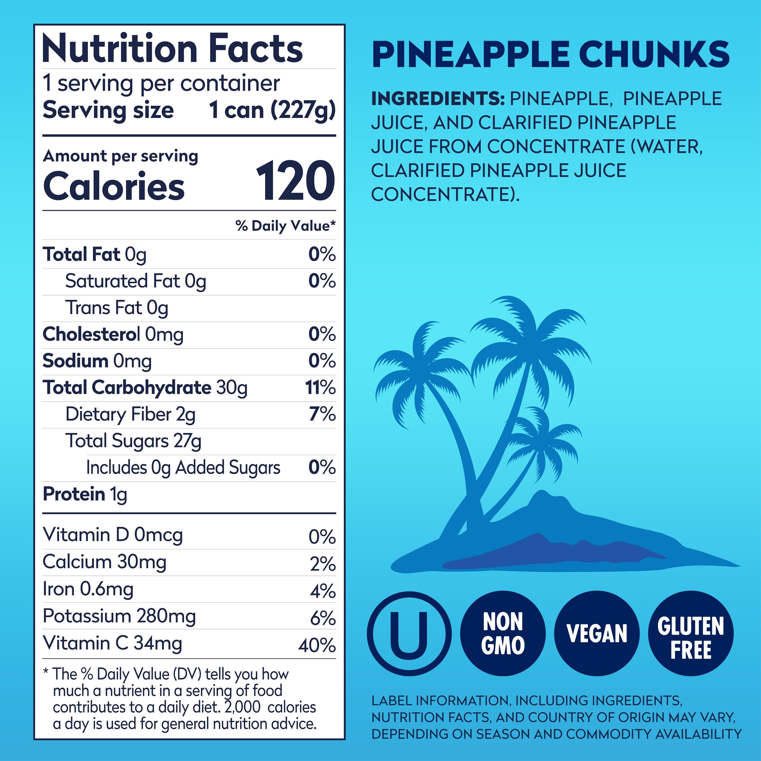 Dole Pineapple Chunks closeup of juicy chunks for snacking.