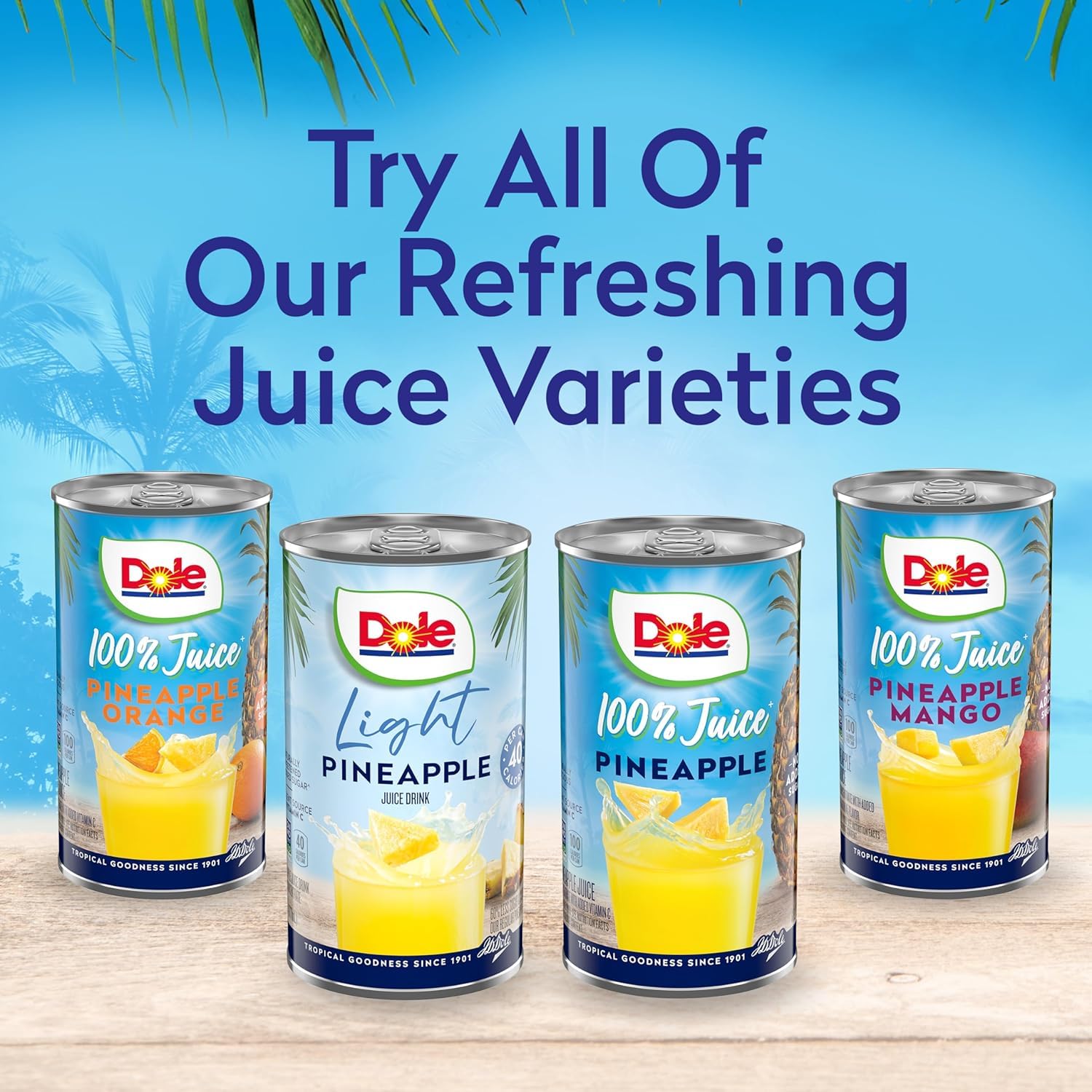Dole juice mocktail setup with garnish for versatile usage.