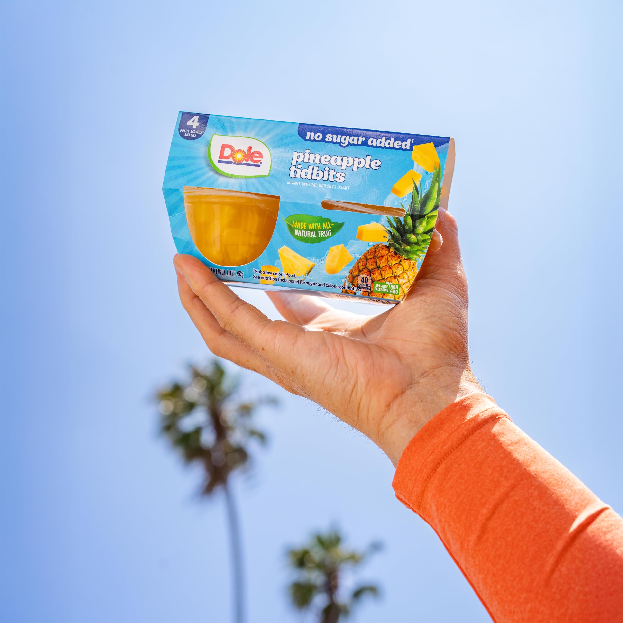 Dole Pineapple Tidbits bite-sized pieces—Vitamin C boost for the day.