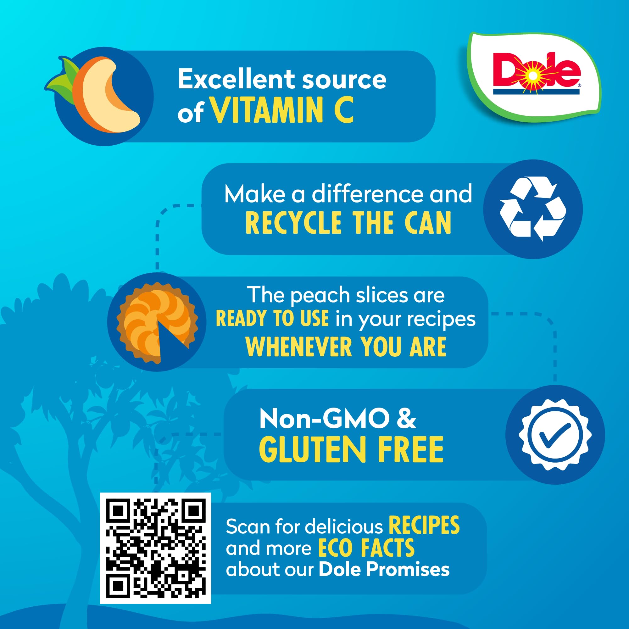 Dole sliced yellow cling peaches as topping ideas for yogurt.
