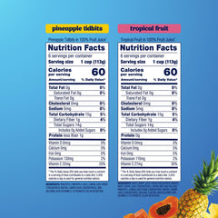 Dole tropical fruit juice chunks ready in a bowl for on-the-go freshness.