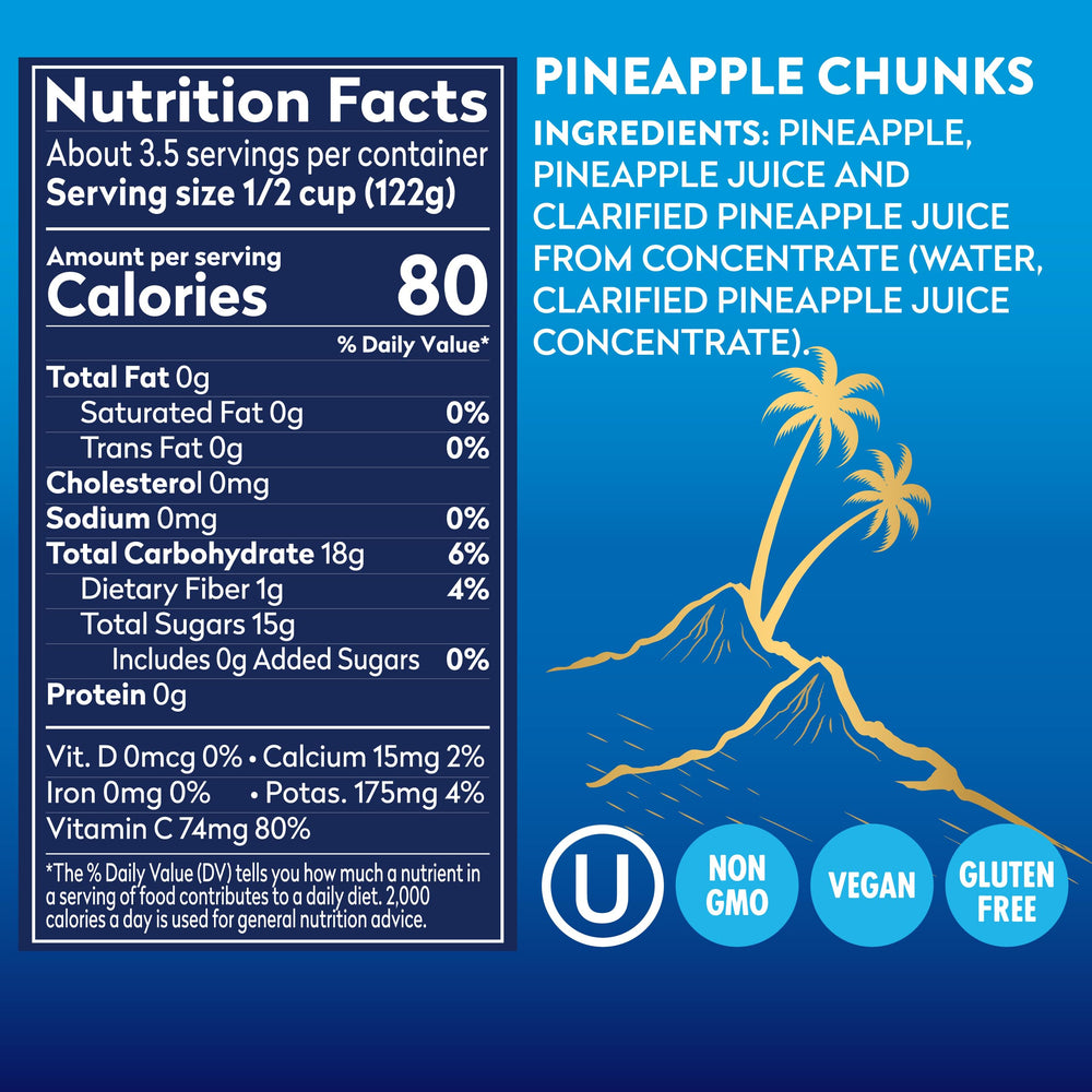 Close-up of juicy pineapple chunks in 100% juice, vibrant and tropical