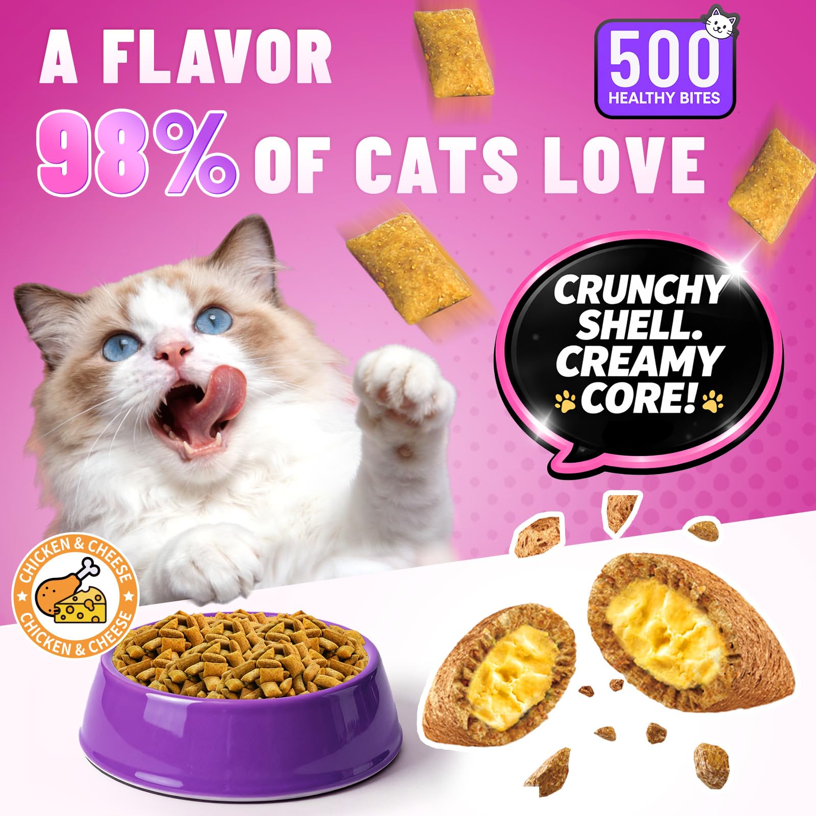 Dolean cat vitamin chews textured interior — palatable daily supplement.