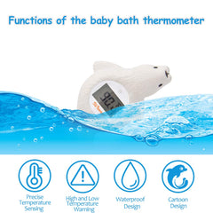 Doli Yearning bath thermometer with big LCD display for quick temperature reading.