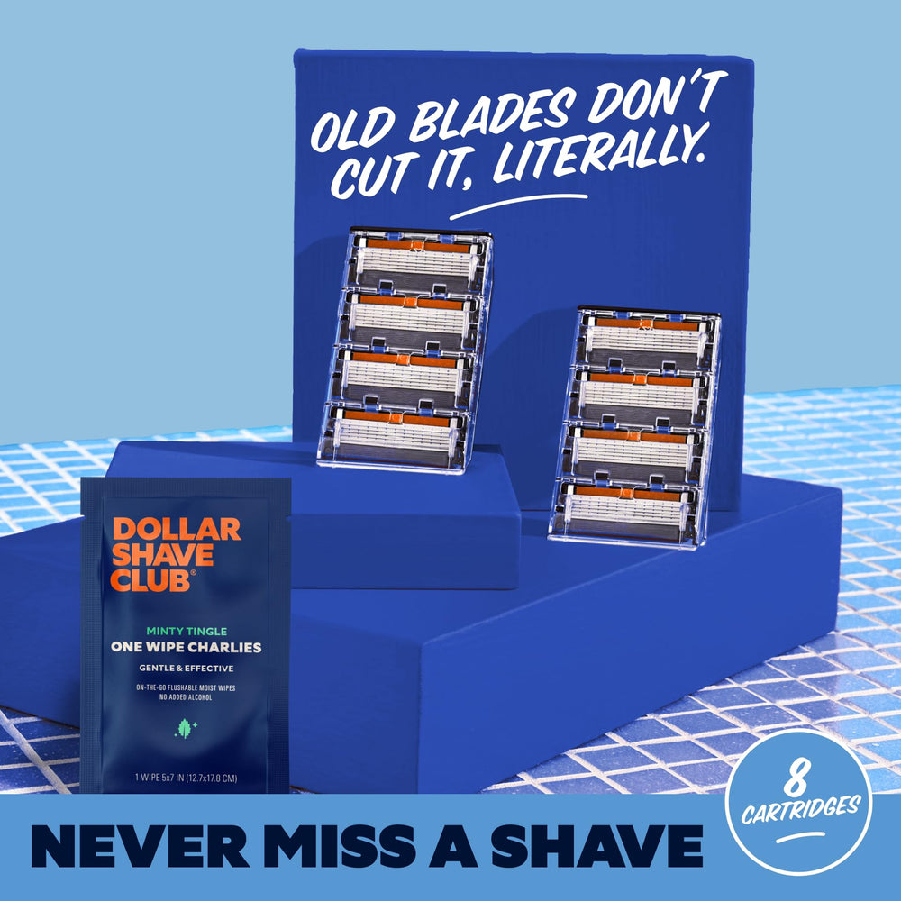 Dollar Shave Club ready-to-use refills simplify your grooming routine.