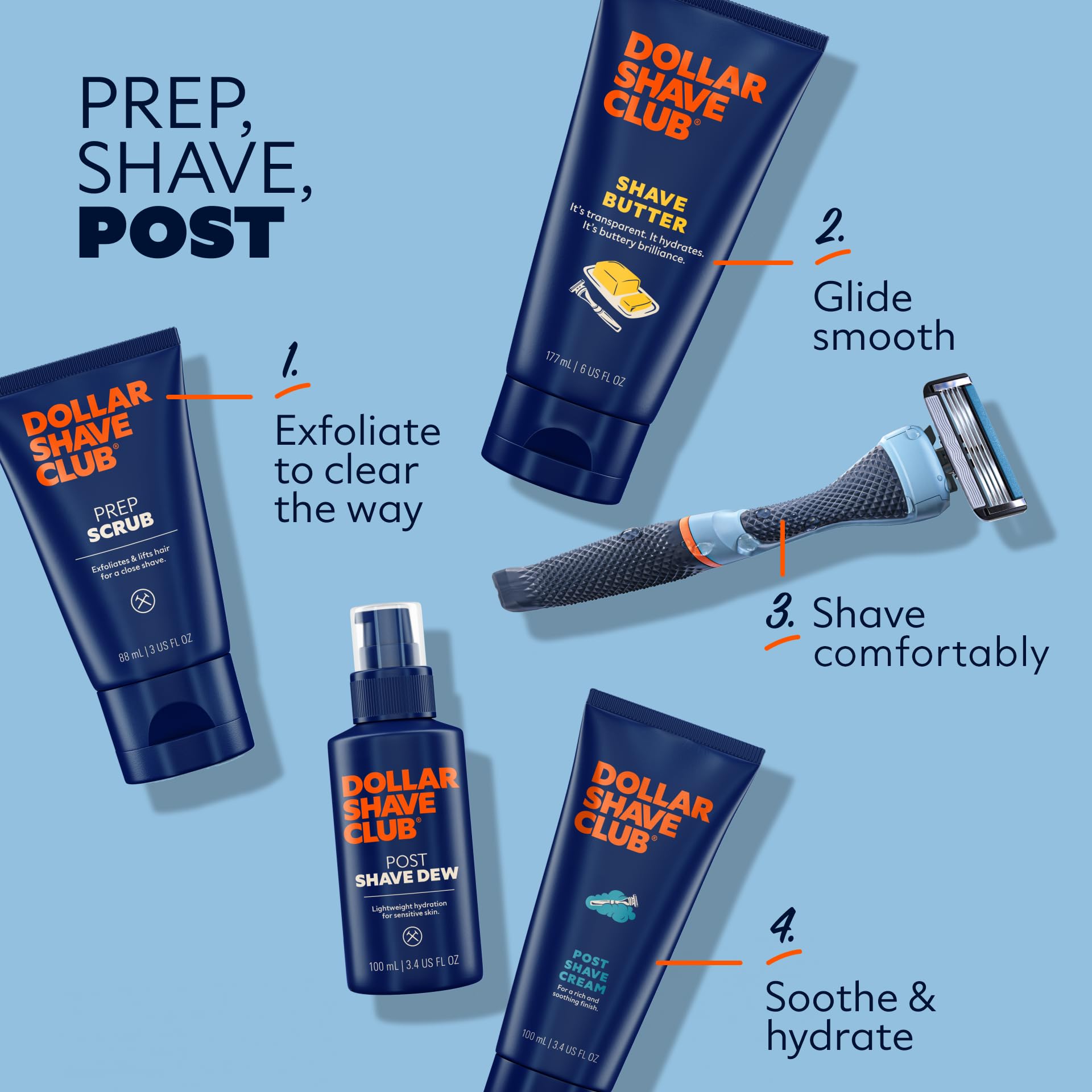 Dollar Shave Club herbal fragrance enhances daily grooming.
