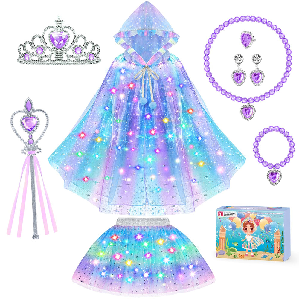 Dolnow princess light-up cape shines during playtime for a magical look