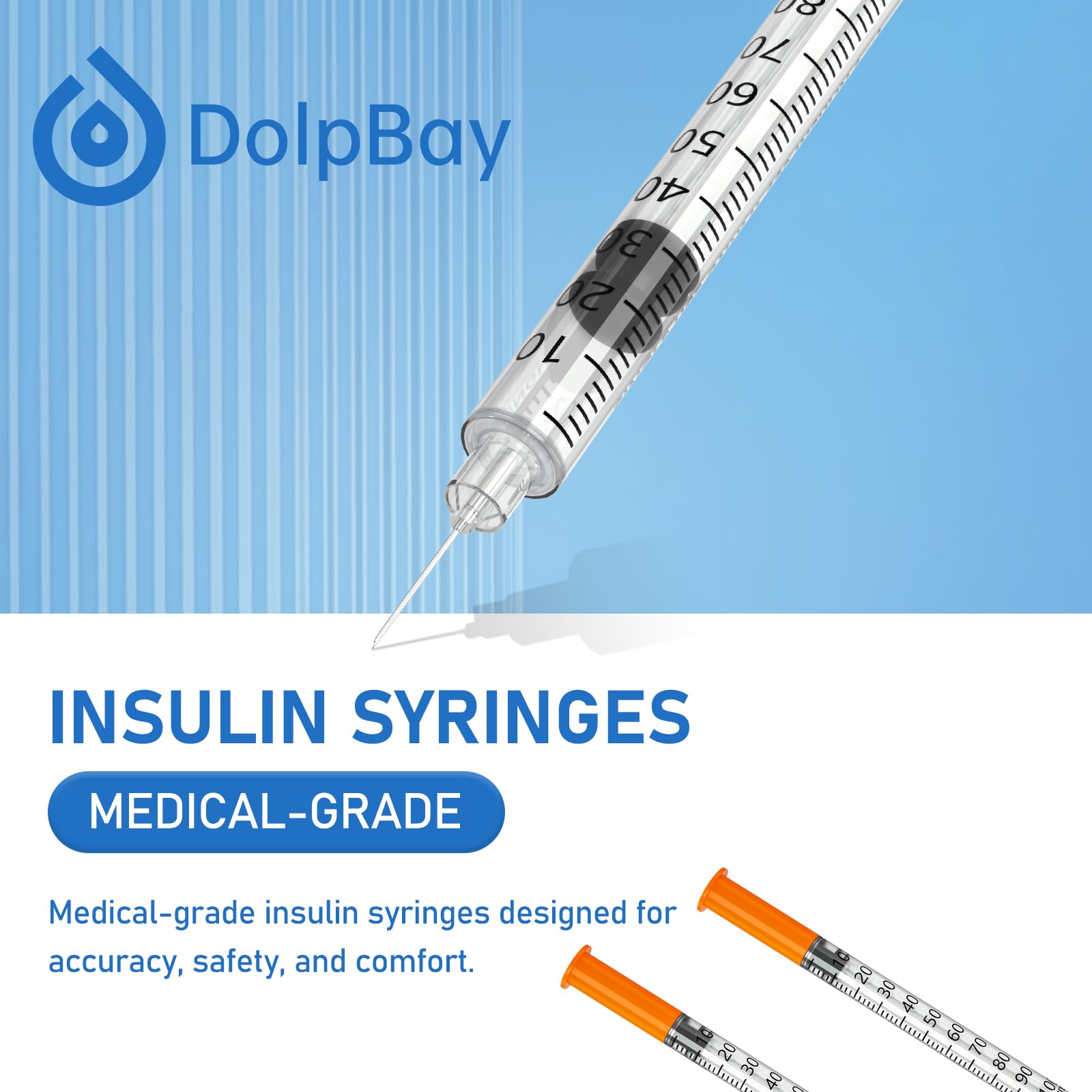 DolpBay insulin syringe with clear dosage markings for quick accuracy.