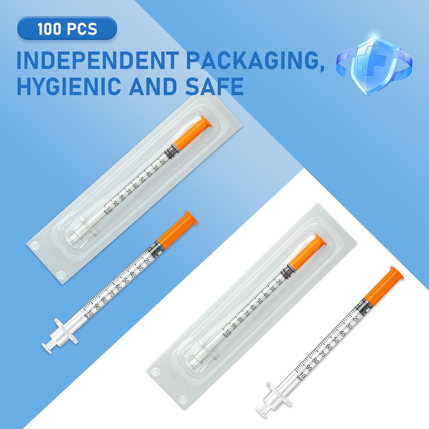 DolpBay insulin syringe 8mm fluid-flow design for easy dosing.