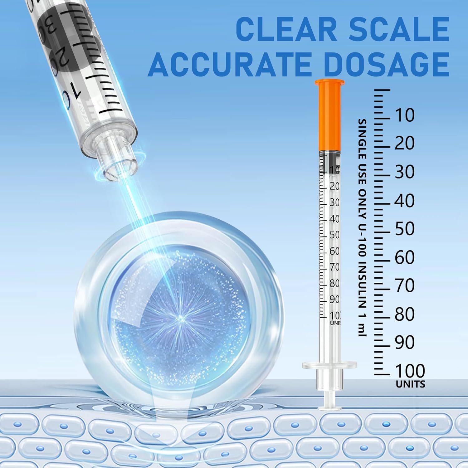 DolpBay insulin syringe with silicone-coated needle to minimize discomfort.
