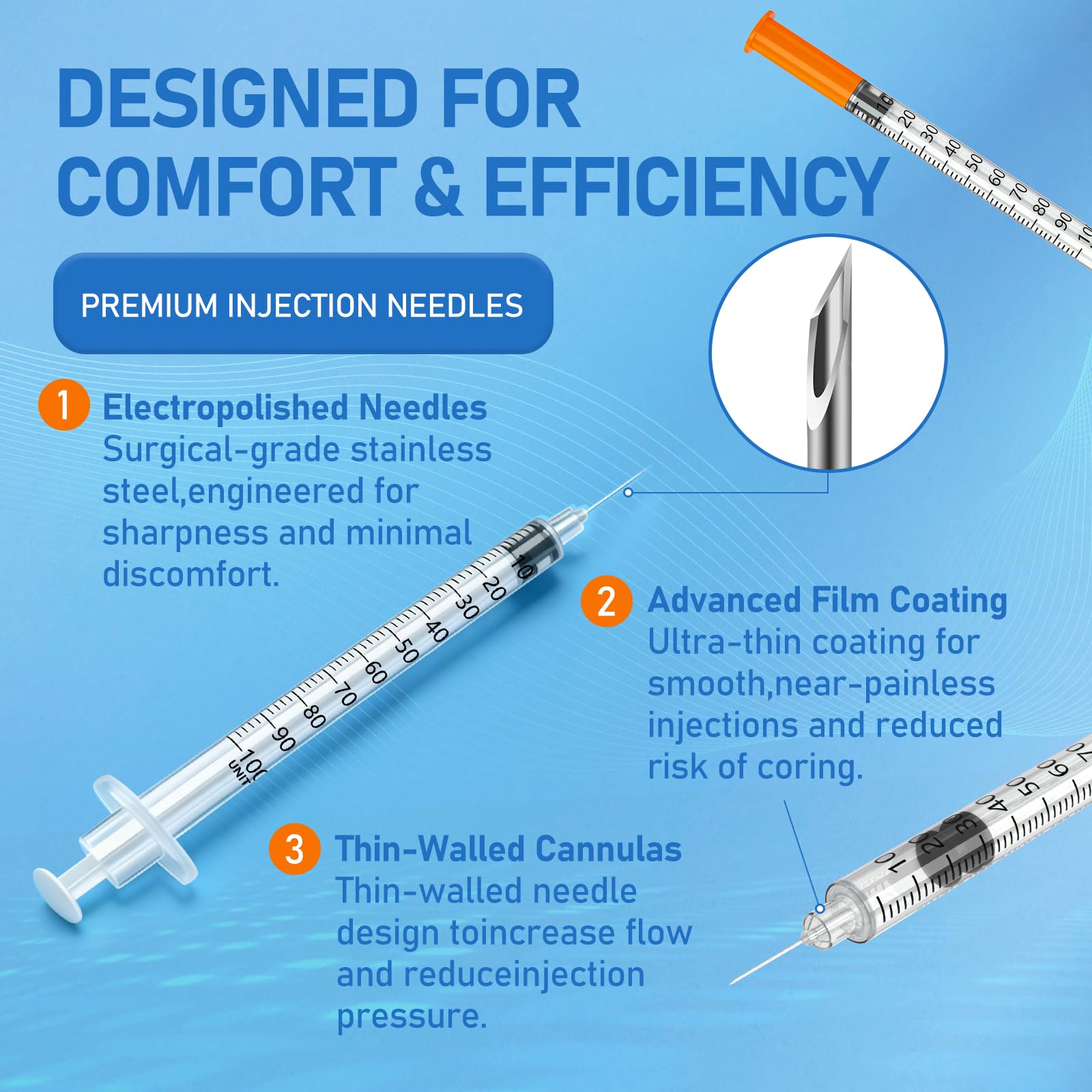 DolpBay insulin syringe with textured grip for stable, comfortable operation.