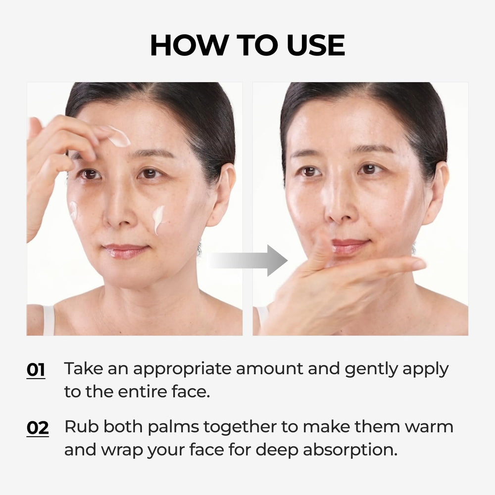 Dominas two-step routine visual emphasizing simple daily regimen.