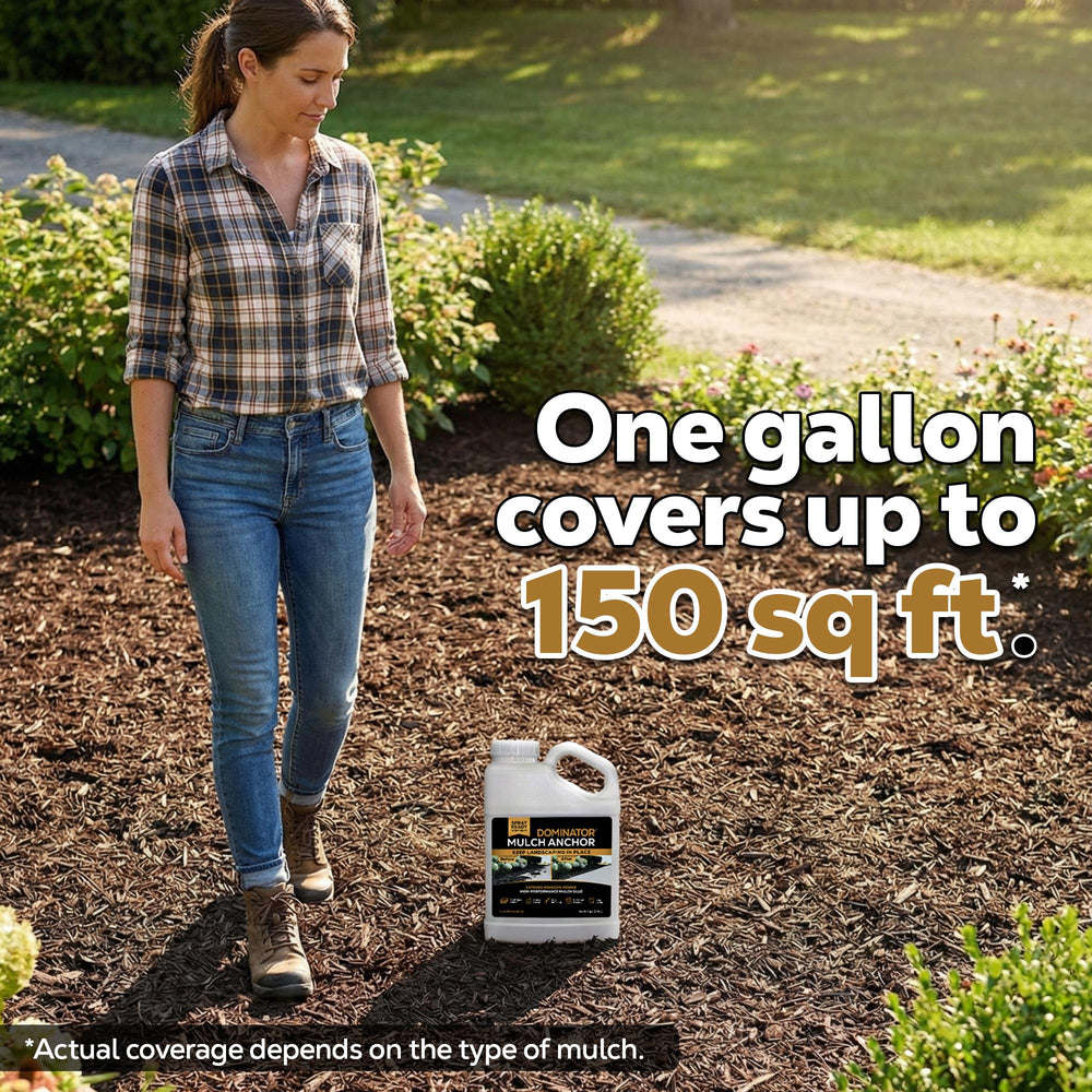 Dominator Mulch Anchor spray coverage illustrates efficient surface sealing.