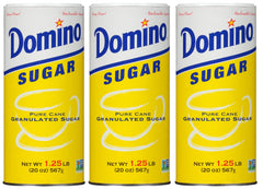 Domino granulated sugar canister 20 oz in a trio pack for easy pantry storage and measuring.