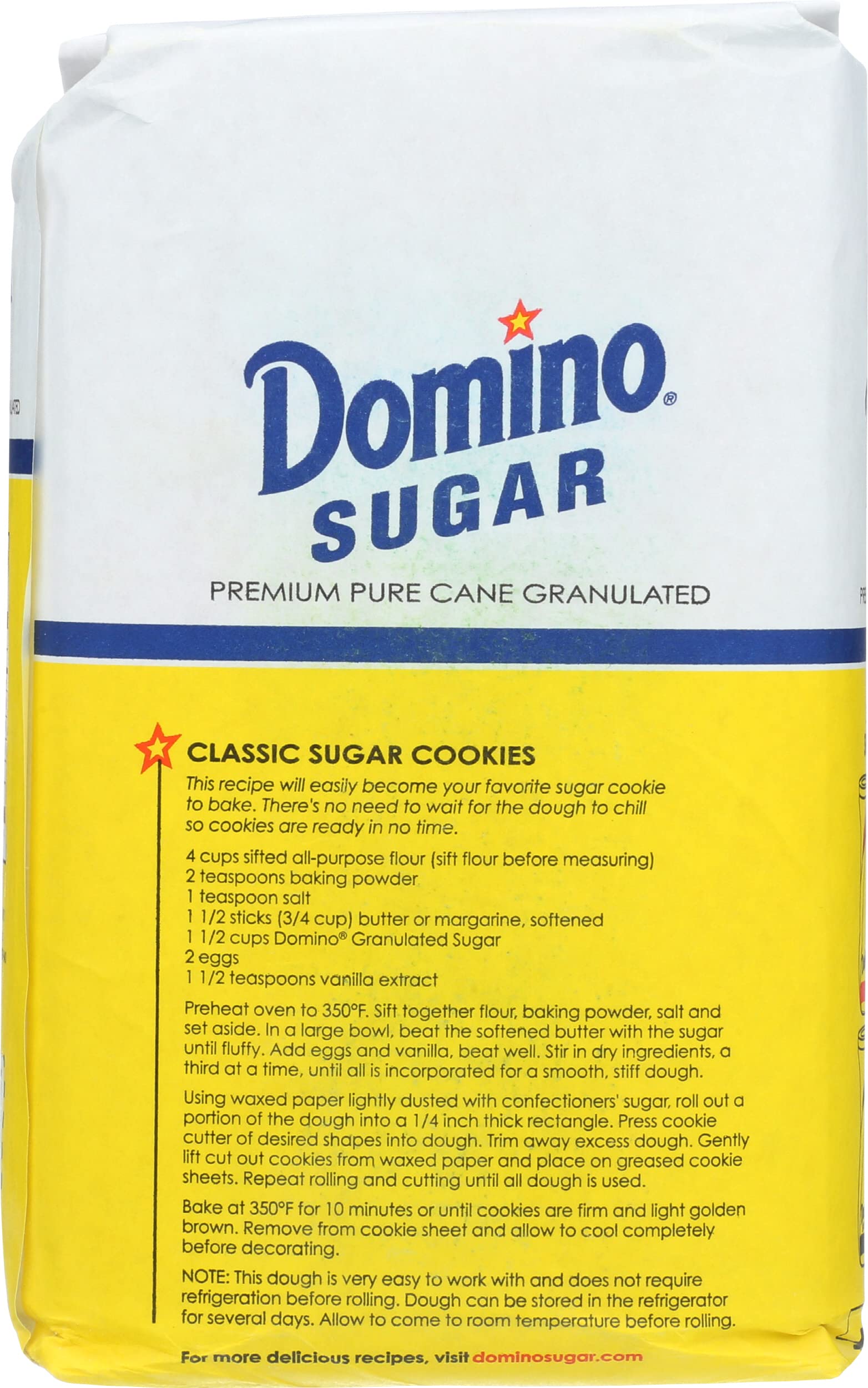 Domino granulated white sugar bag showcased for versatile cooking and canning prep.
