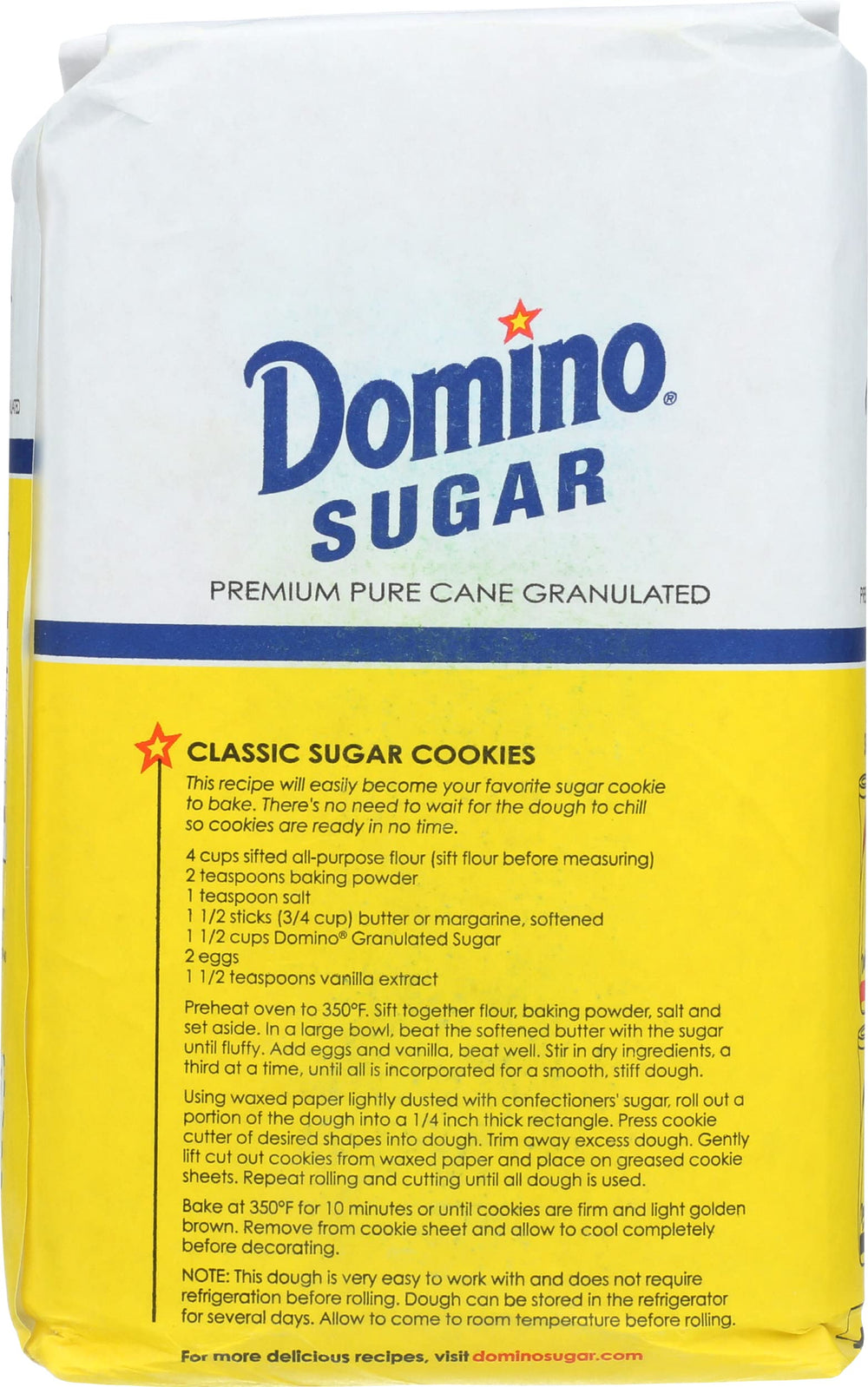 Domino granulated white sugar bag showcased for versatile cooking and canning prep.