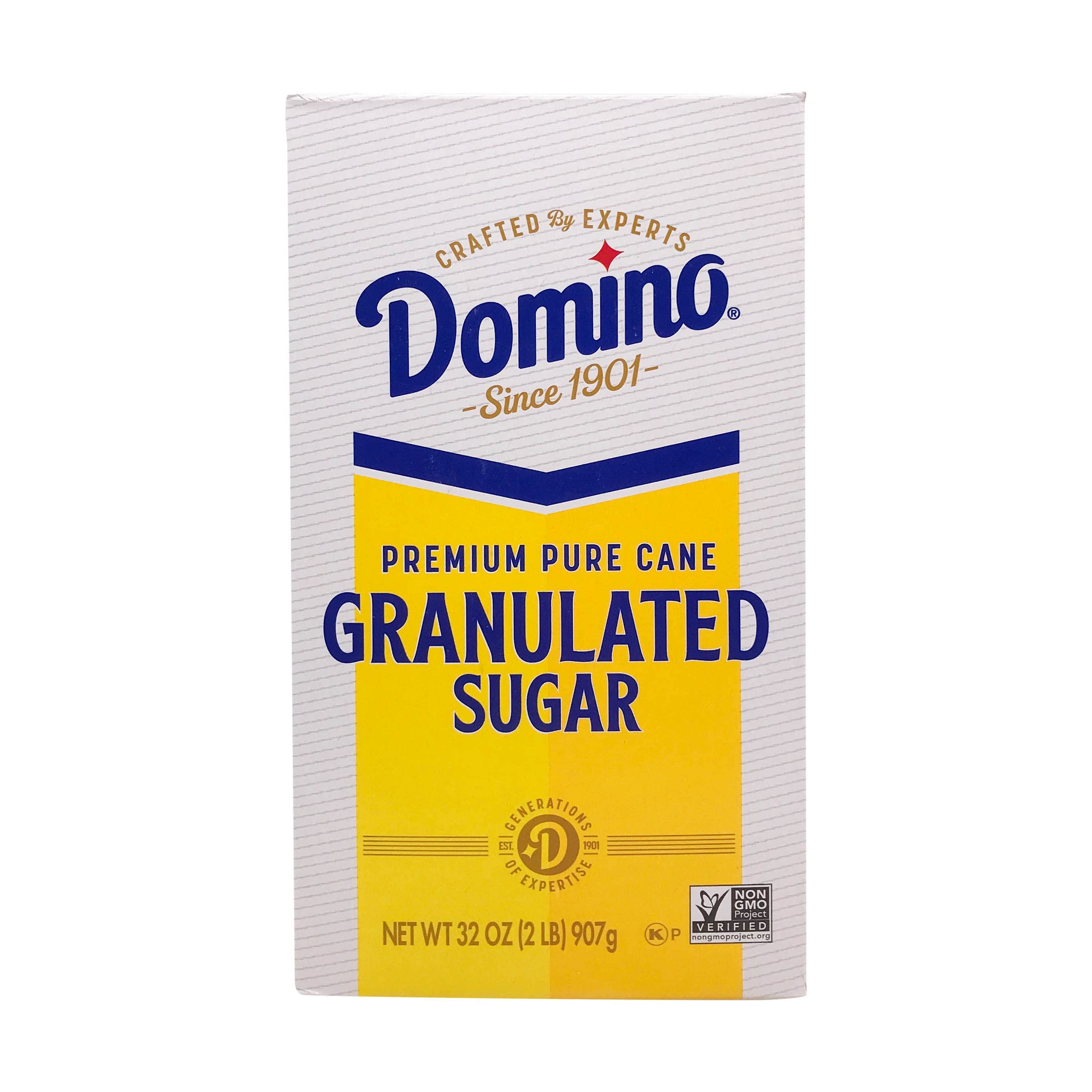 Domino Cane Sugar 32oz packaging shown for pantry storage and easy measurements