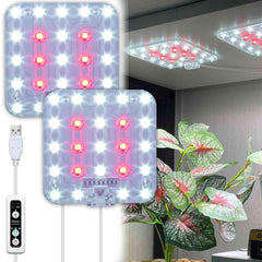 DOMMIA full-spectrum LED grow light panel provides even illumination for compact shelves.