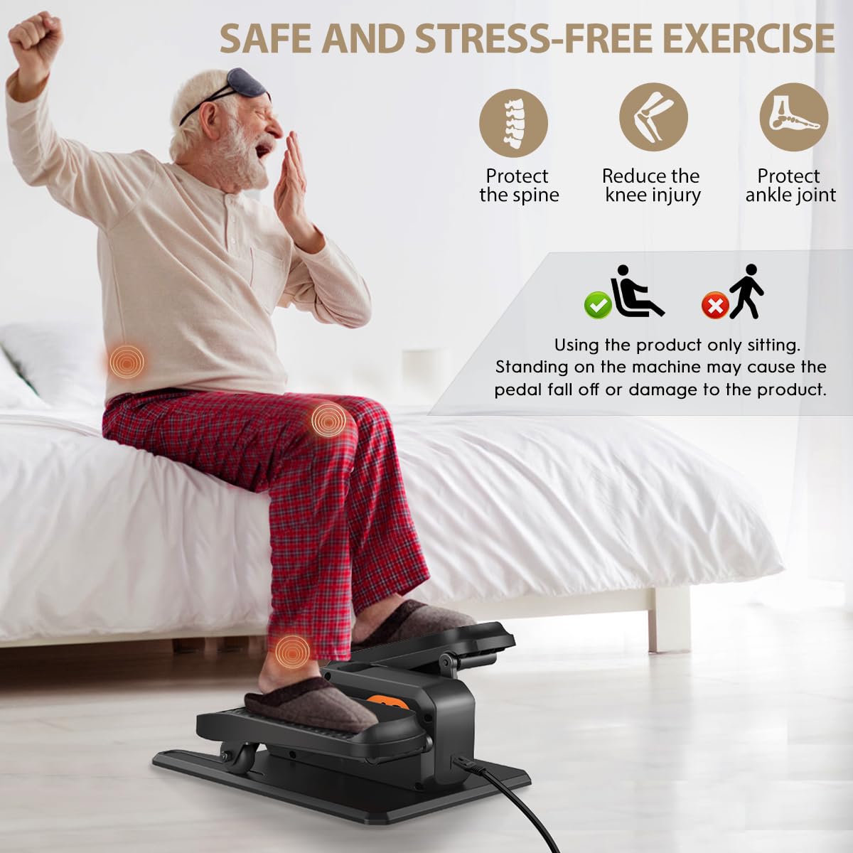 DOMNIU under desk elliptical foot straps prevent slipping.