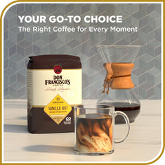 Don Francisco's Vanilla Nut coffee cup showcases a smooth, inviting flavor.