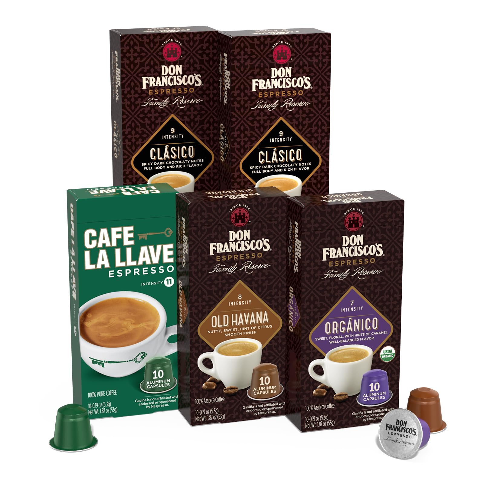 Don Francisco's Classico espresso pod with rich crema for a bold morning shot.