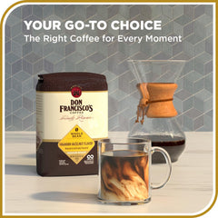 Don Francisco's Hawaiian Hazelnut 20oz bag closeup showcases premium beans for home brewing.
