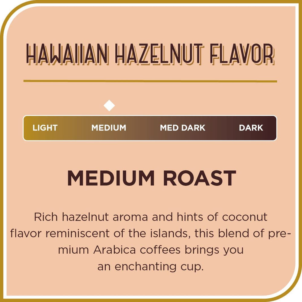 Close-up of Don Francisco's Hawaiian Hazelnut beans releasing rich, nutty aroma.