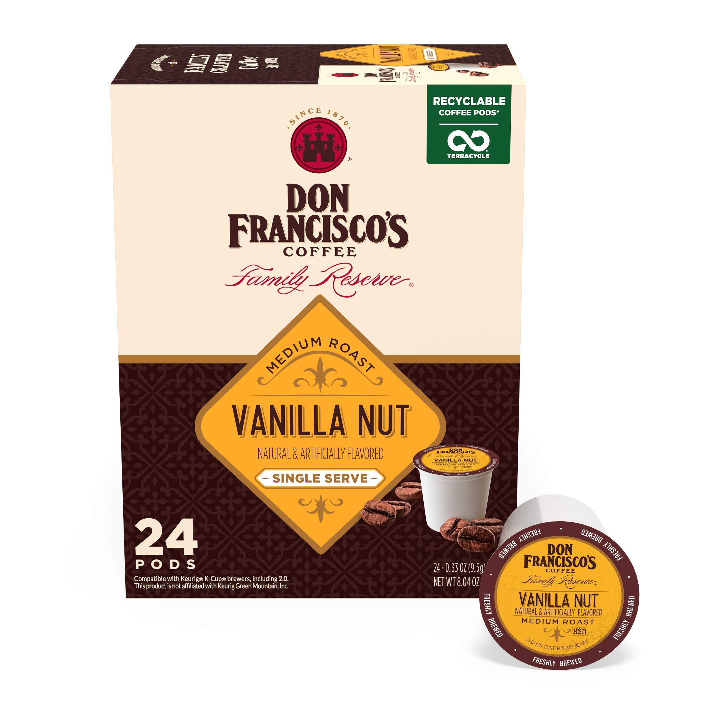 Don Francisco's Vanilla Nut pods pack for convenient daily use