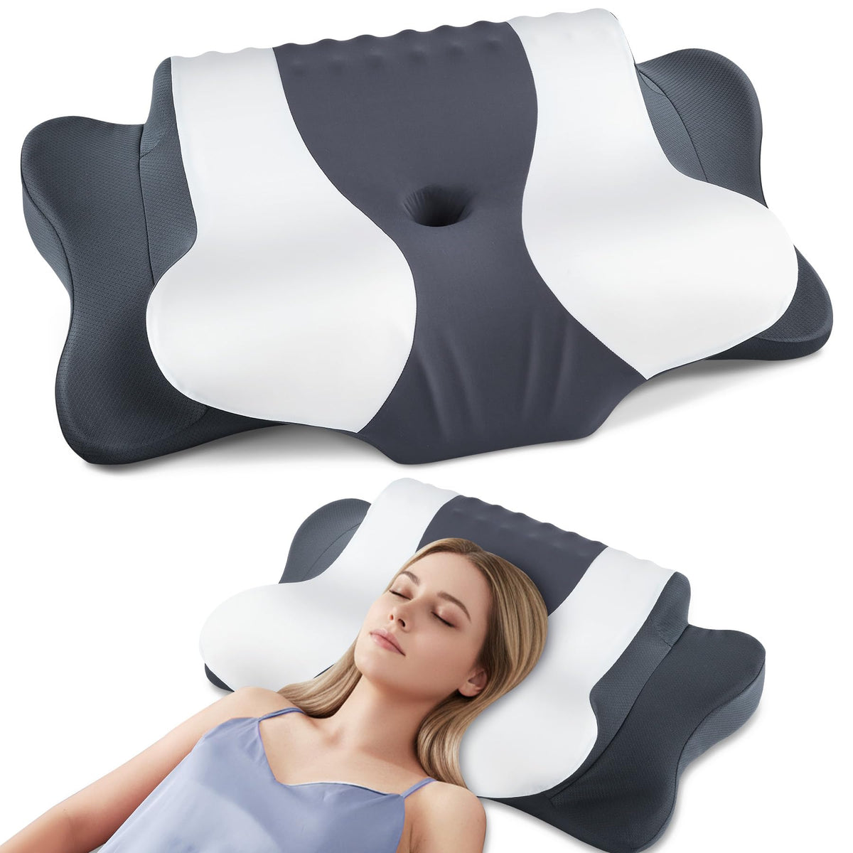Donama cervical neck pillow with ergonomic design supports head and spine alignment.