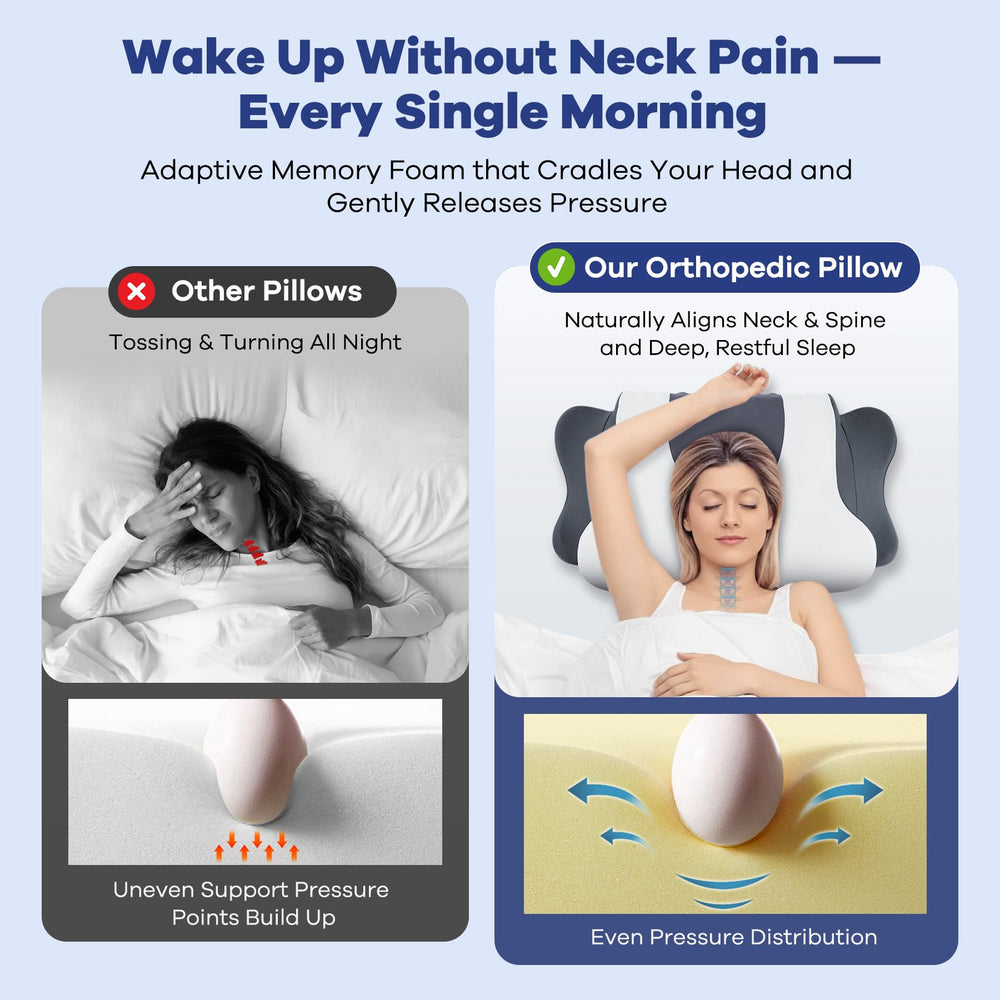 Donama pillow features two height supports for customizable neck comfort.