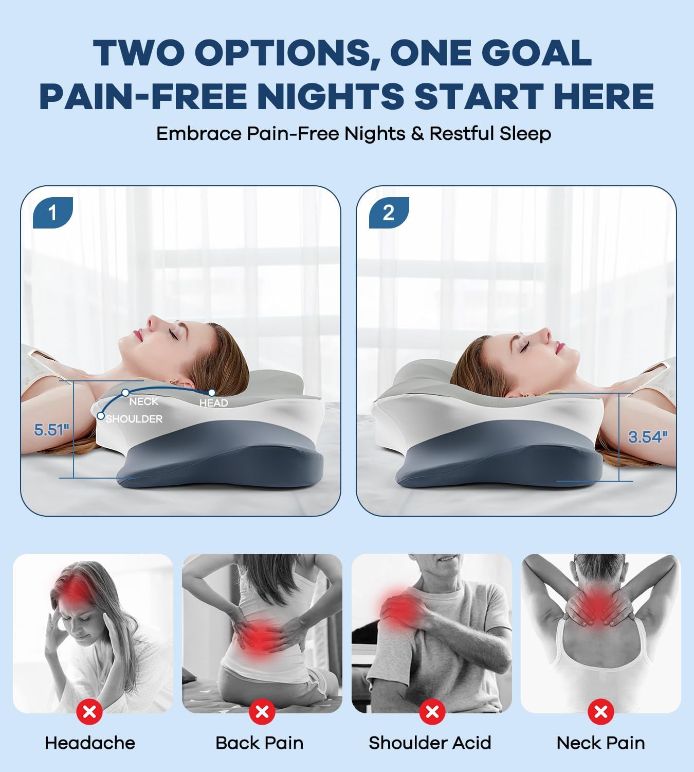 DONAMA cervical pillow arm-relief trench supports natural arm placement