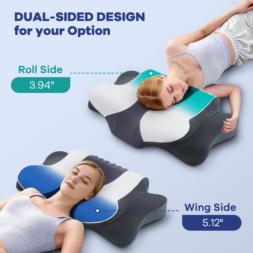 Donama cervical pillow in use shows comfortable neck alignment and support.