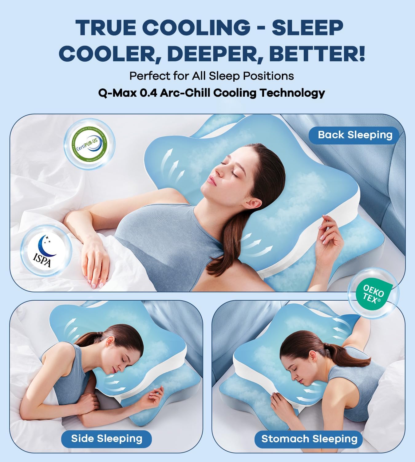 DONAMA cervical pillow tilted center cavity helps head stay in place
