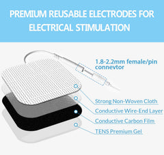 DONECO TENS pad adhesive surface demonstrates skin-friendly attachment for comfortable use.