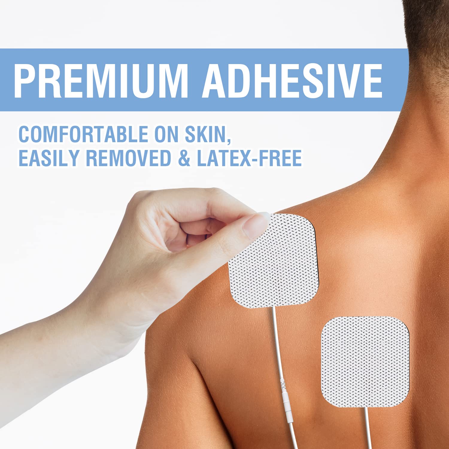 DONECO pad applied on back or knee during light activity for flexible placement.