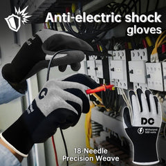 DongChu rubber palm glove highlighting flame-retardant and insulating surface.